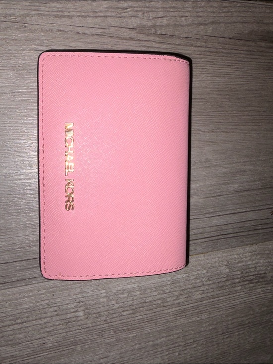 Michael Kors Handbags - Michael Kors Pink Saffiano Leather Bifold Card Wallet with Gold Logo